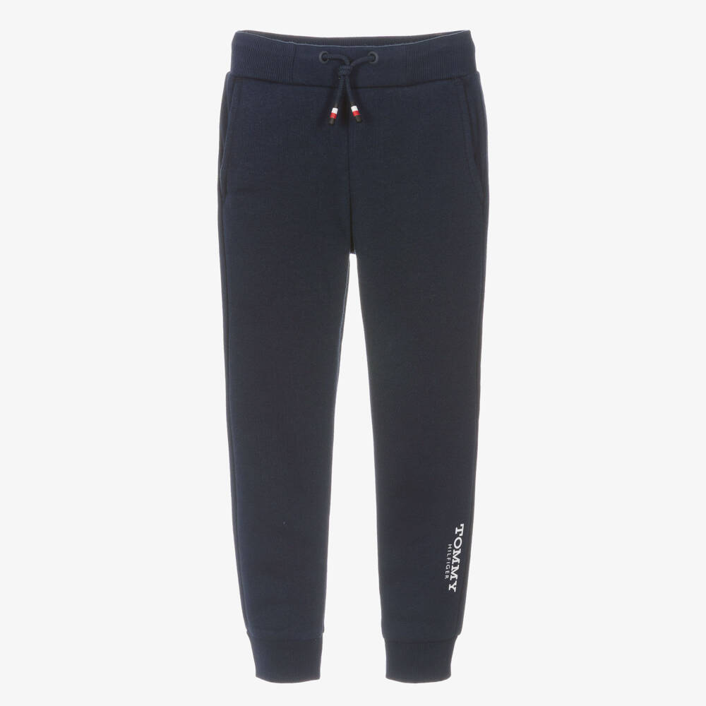 Tommy Hilfiger-Boys Navy Blue Cotton Joggers with Logo Detailing | Childrensalon