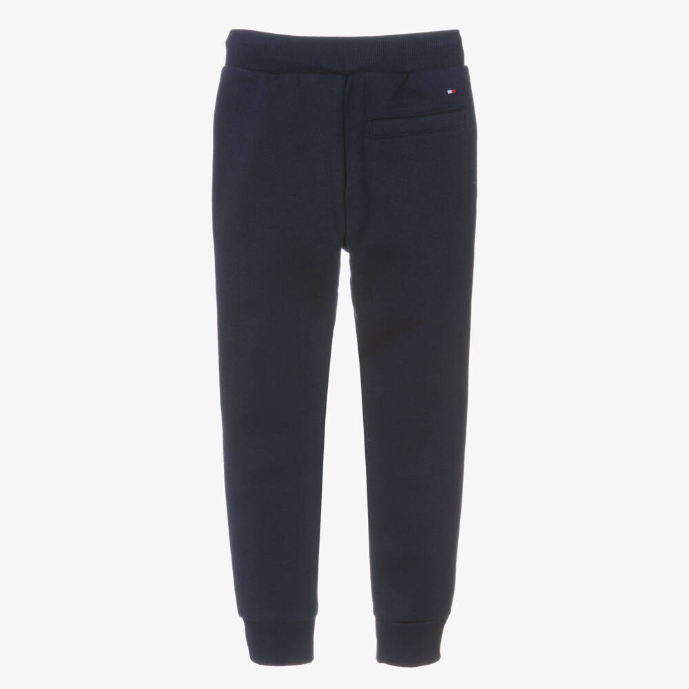 Tommy Hilfiger-Boys Navy Blue Cotton Joggers with Logo Detailing | Childrensalon