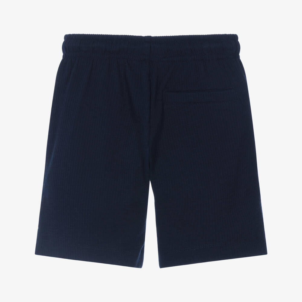 Tommy Hilfiger-Boys Navy Blue Cotton Seersucker Jersey Shorts | Childrensalon