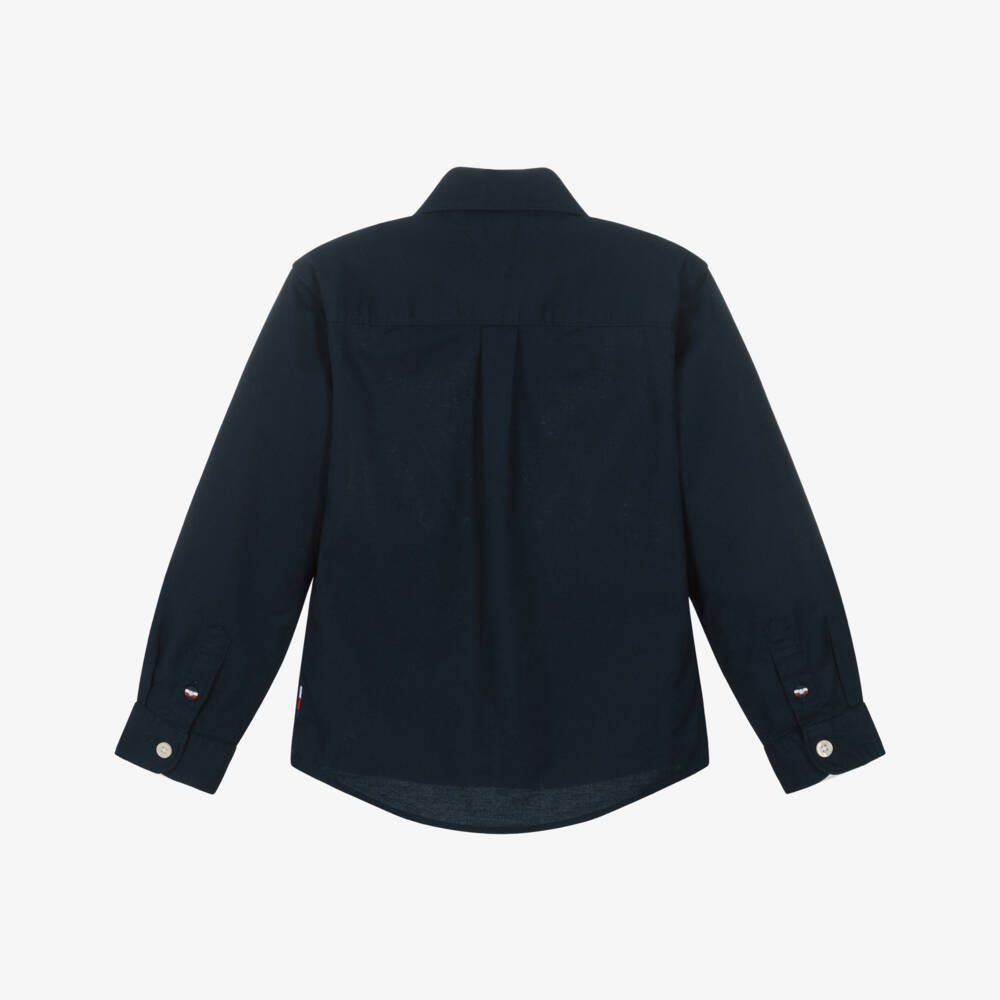 Tommy Hilfiger-قميص قطن لون كحلي للأولاد | Childrensalon