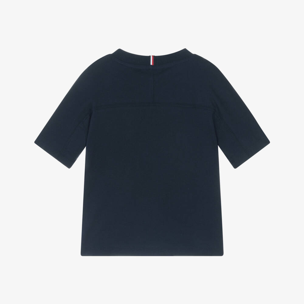 Tommy Hilfiger-Boys Navy Blue Cotton T-Shirt with Varsity Logo  | Childrensalon