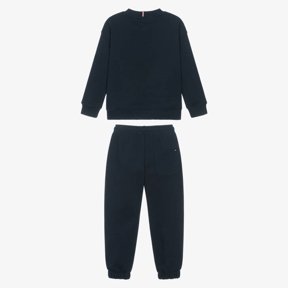Tommy Hilfiger-Boys Navy Blue Cotton Tracksuit with Heritage Flag Logo | Childrensalon