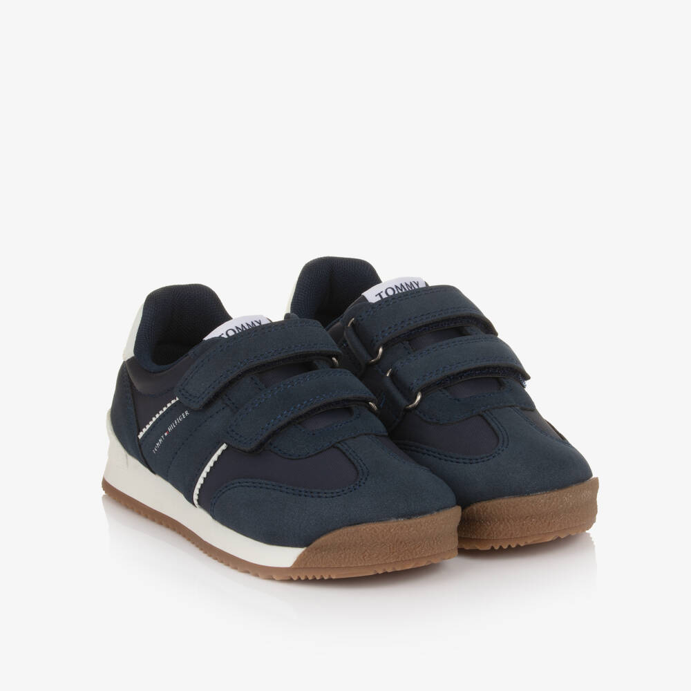 Tommy Hilfiger-Boys Navy Blue Double Velcro Trainers | Childrensalon