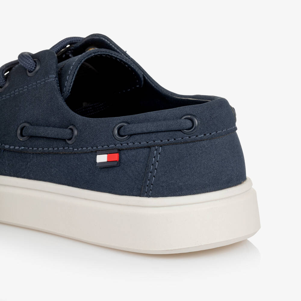 Tommy Hilfiger-Boys Navy Blue Faux Suede Lace-Up Deck Shoes | Childrensalon