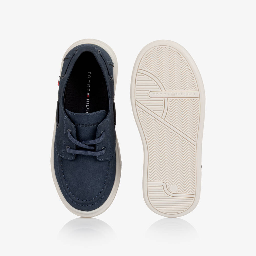 Tommy Hilfiger-Boys Navy Blue Faux Suede Lace-Up Deck Shoes | Childrensalon