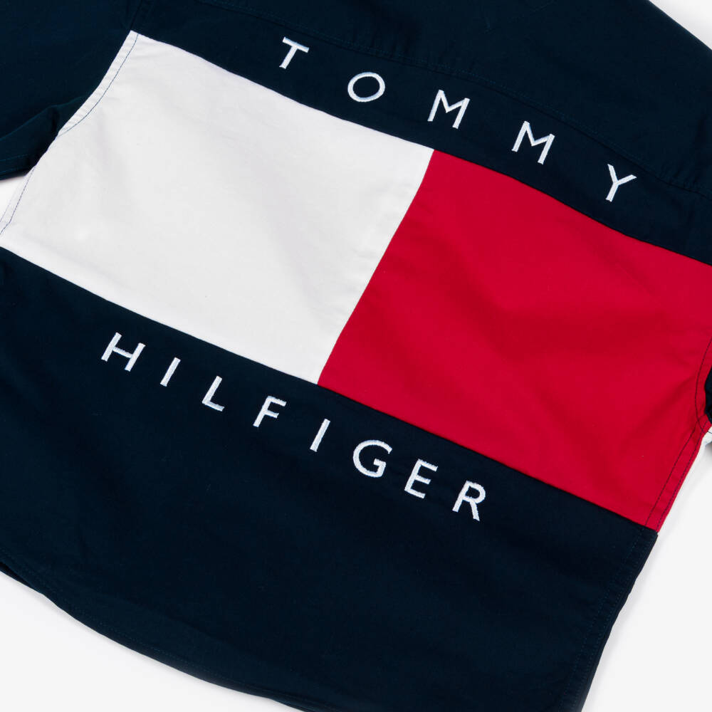 Tommy Hilfiger-Boys Navy Blue Heritage Flag Cotton Shirt | Childrensalon