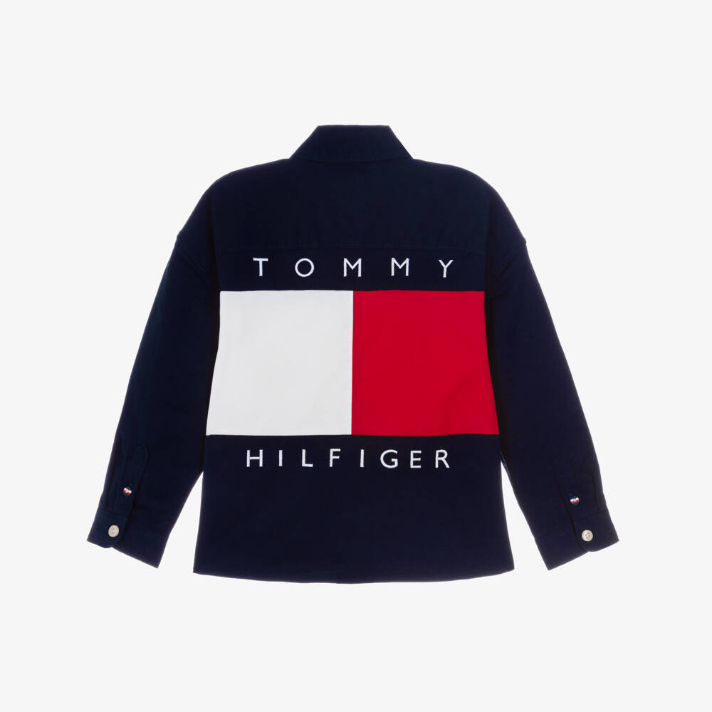 Tommy Hilfiger-Boys Navy Blue Heritage Flag Cotton Shirt | Childrensalon