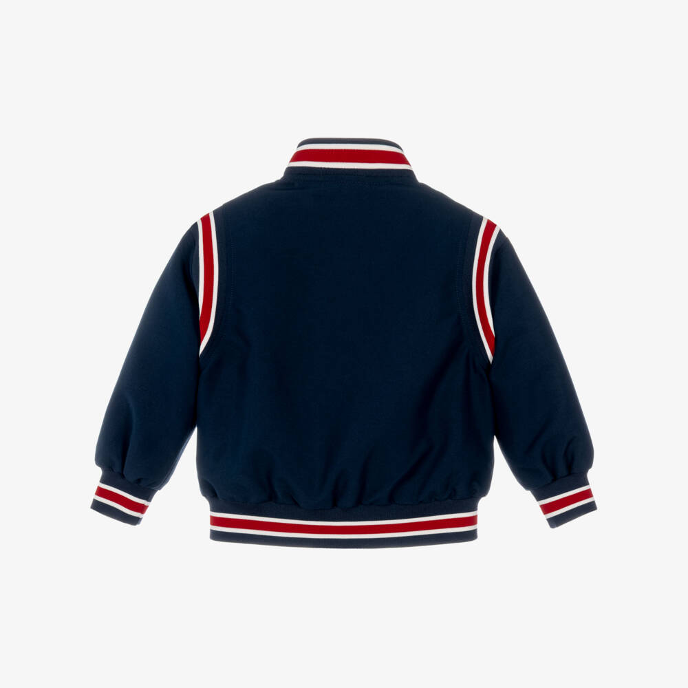 Tommy Hilfiger-Boys Navy Blue Hooded Bomber Jacket | Childrensalon