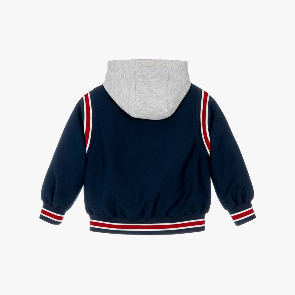 Tommy Hilfiger-Boys Navy Blue Hooded Bomber Jacket | Childrensalon