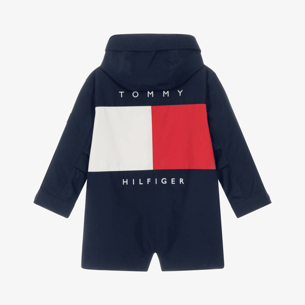Tommy Hilfiger-Boys Navy Blue Hooded Parka with Flag Back | Childrensalon