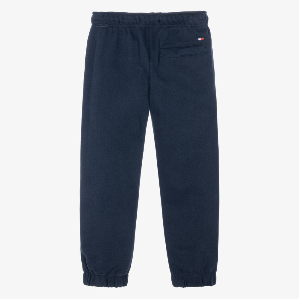 Tommy Hilfiger-Boys Navy Blue Joggers with Grey Logo | Childrensalon
