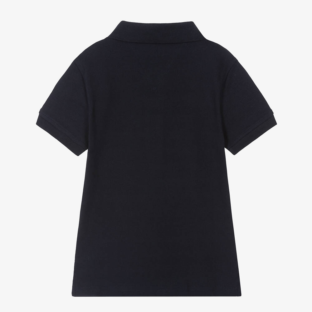 Tommy Hilfiger-Boys Navy Blue Organic Cotton Polo Shirt | Childrensalon