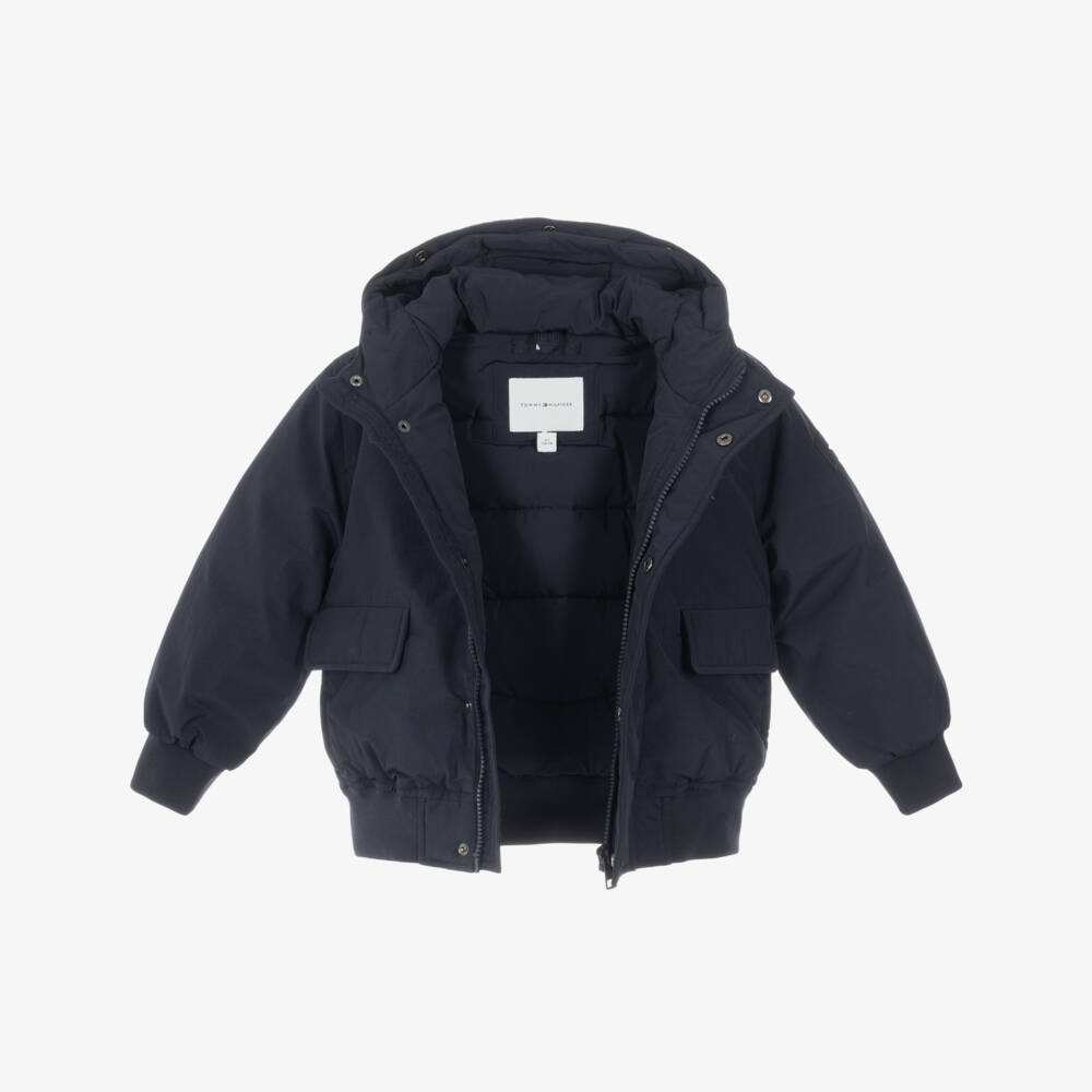 Tommy Hilfiger-Boys Navy Blue Padded Bomber Jacket | Childrensalon