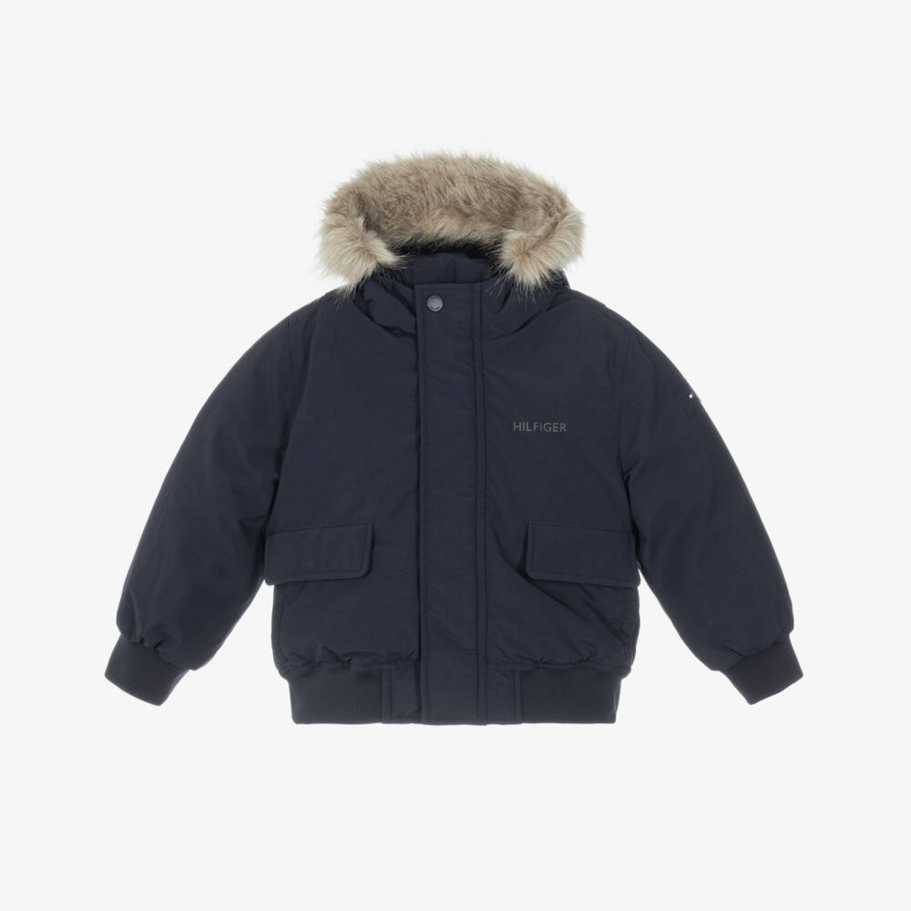 Tommy Hilfiger-Boys Navy Blue Padded Bomber Jacket | Childrensalon
