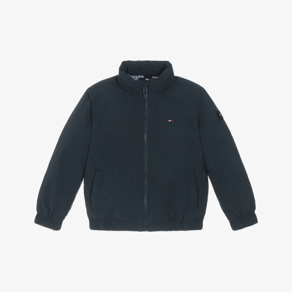 Tommy Hilfiger-Boys Navy Blue Padded Jacket with Packable Hood | Childrensalon