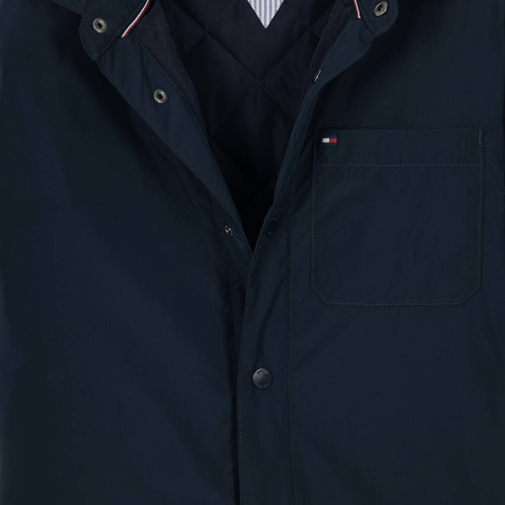 Tommy Hilfiger-Boys Navy Blue Padded Nylon Overshirt Jacket | Childrensalon