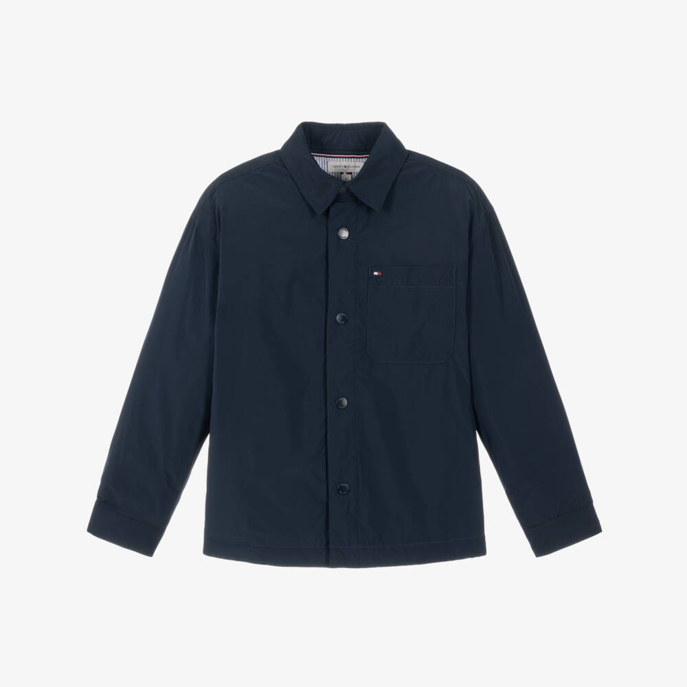 Tommy Hilfiger-Boys Navy Blue Padded Nylon Overshirt Jacket | Childrensalon