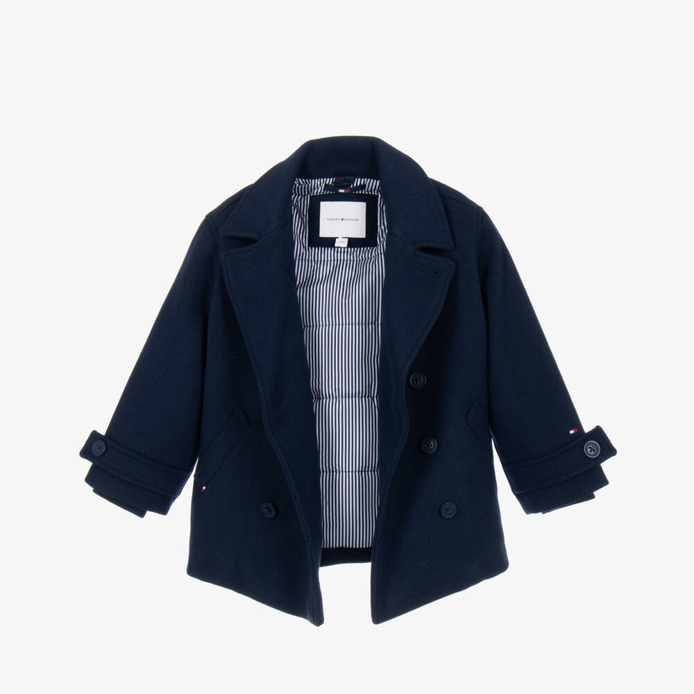 Tommy Hilfiger-Boys Navy Blue Pea Coat | Childrensalon