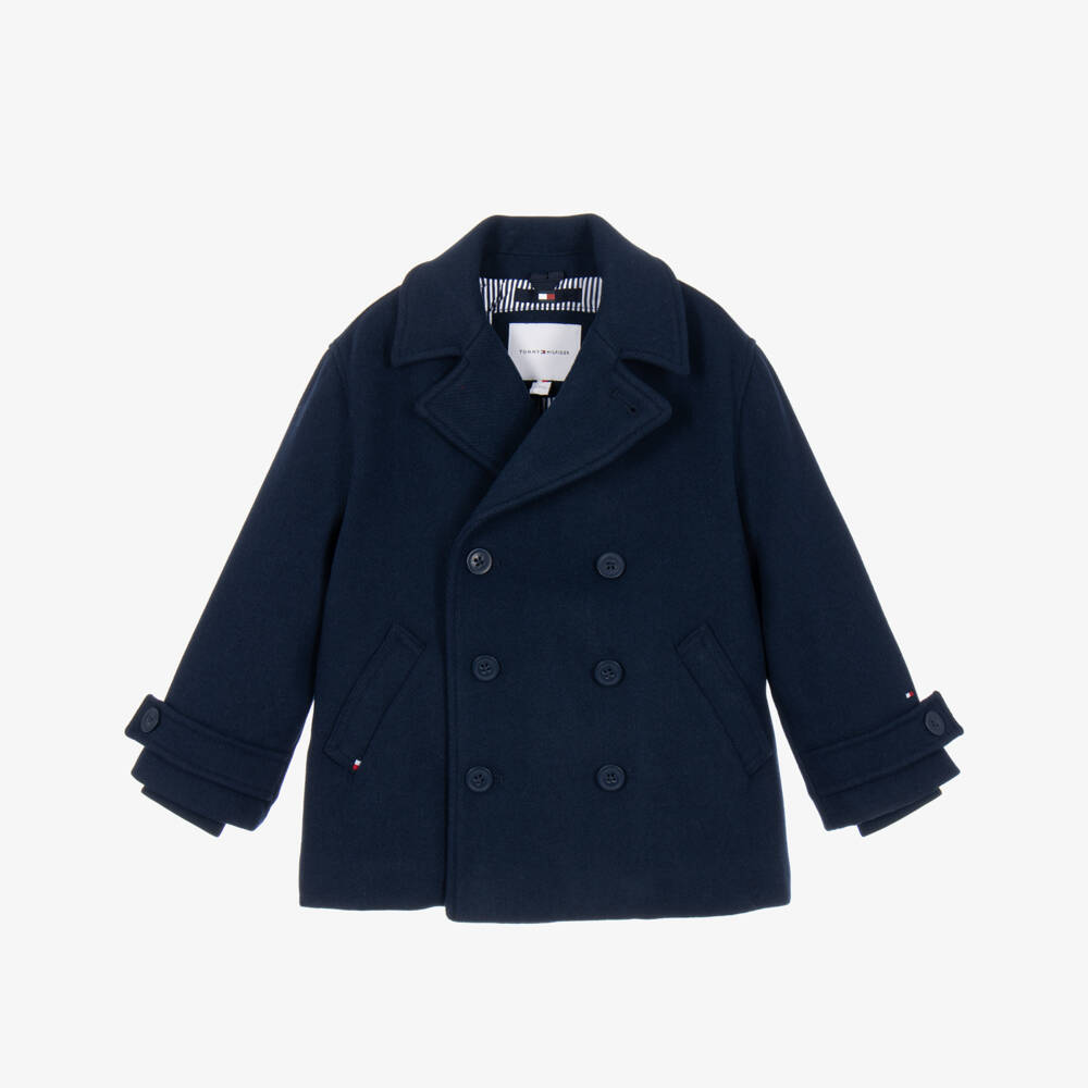 Tommy Hilfiger-Boys Navy Blue Pea Coat | Childrensalon