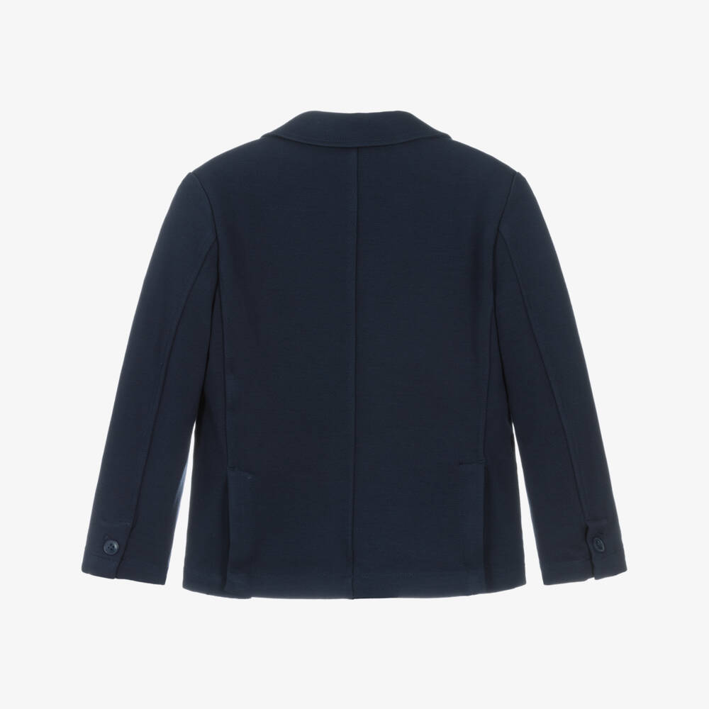 Tommy Hilfiger-Boys Navy Blue Piqué Jersey Blazer | Childrensalon