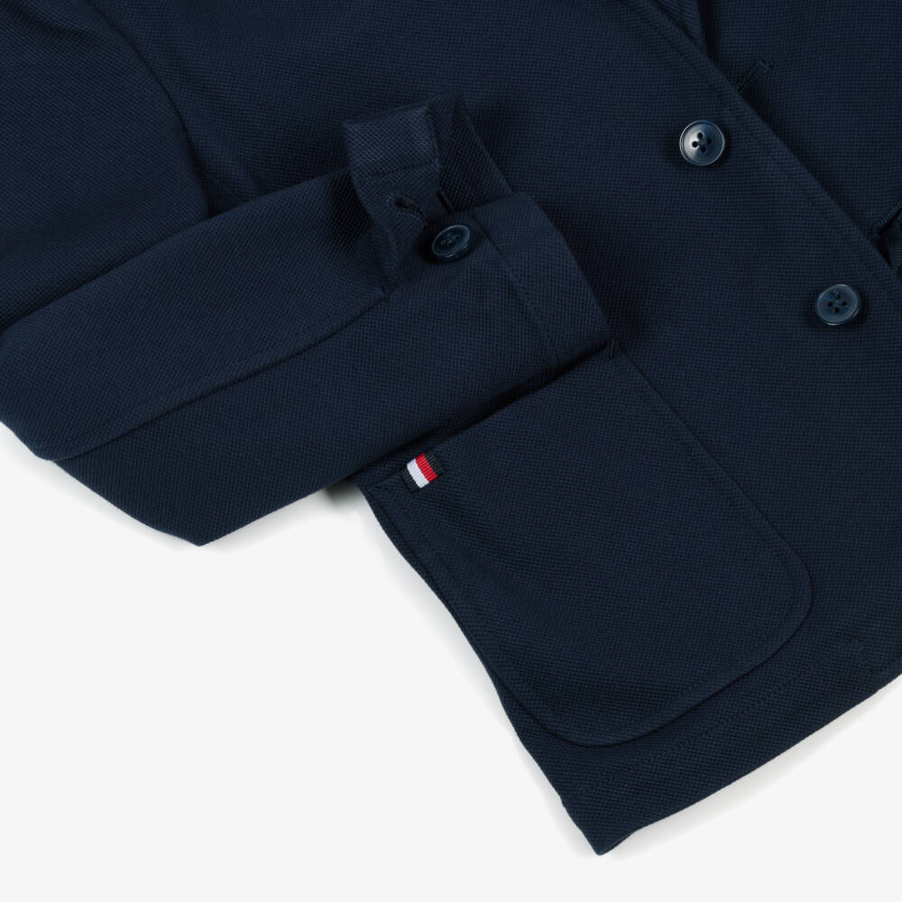 Tommy Hilfiger-Boys Navy Blue Piqué Jersey Blazer | Childrensalon