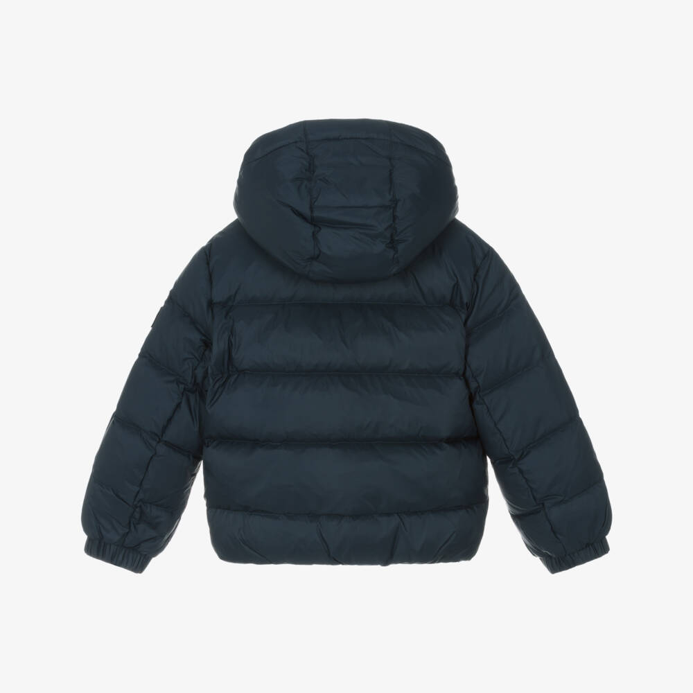Tommy Hilfiger-Boys Navy Blue Puffer Jacket with Detachable Hood | Childrensalon