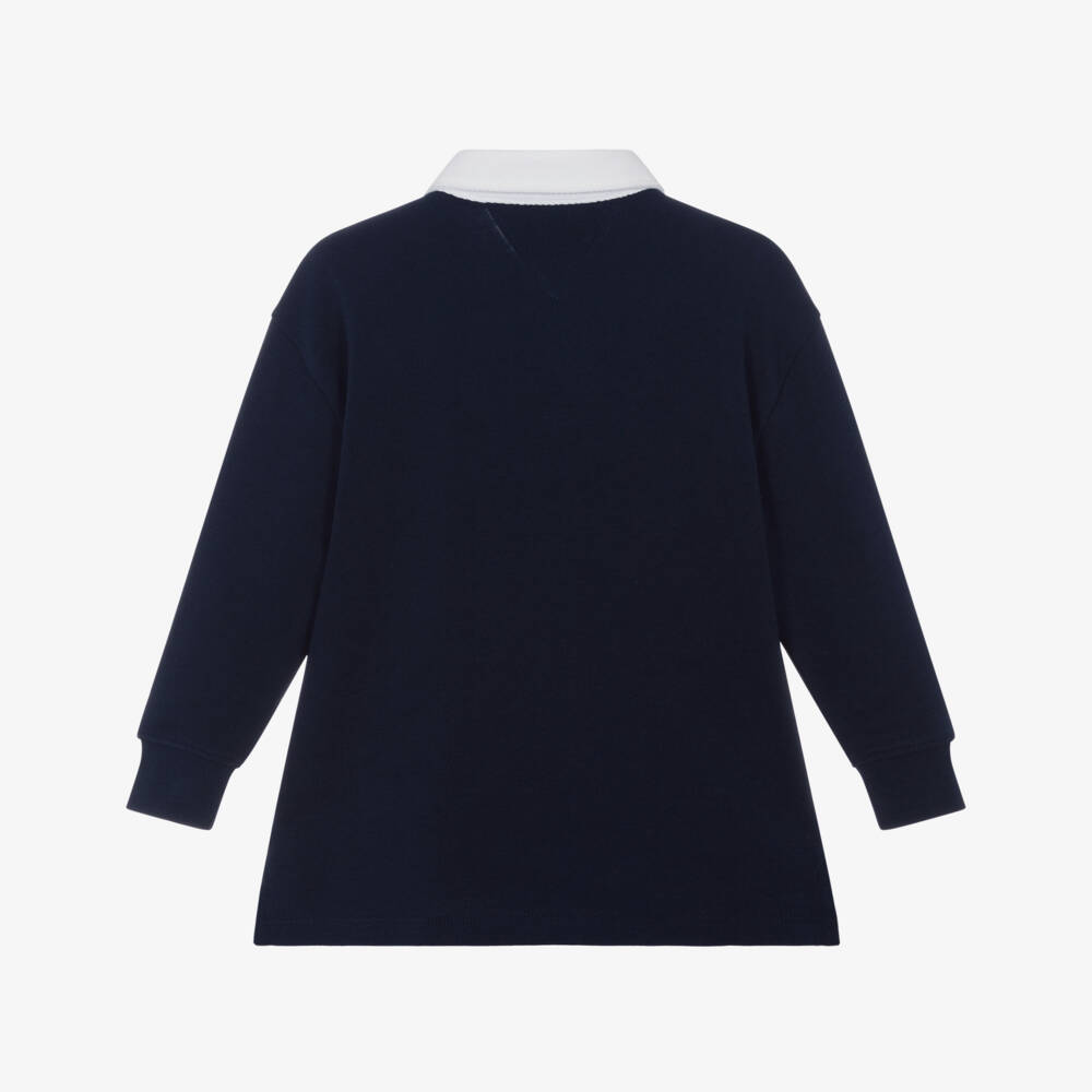 Tommy Hilfiger-Boys Navy Blue & Red Cotton Polo Shirt with Crest Logo | Childrensalon