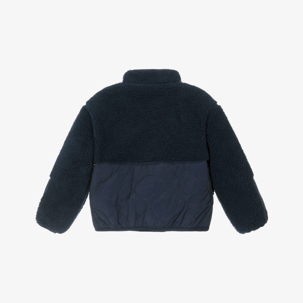 Tommy Hilfiger-Boys Navy Blue Teddy Fleece & Quilted Jacket | Childrensalon