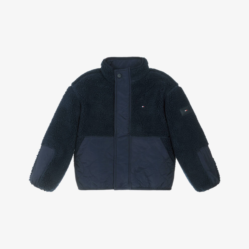 Tommy Hilfiger-Boys Navy Blue Teddy Fleece & Quilted Jacket | Childrensalon