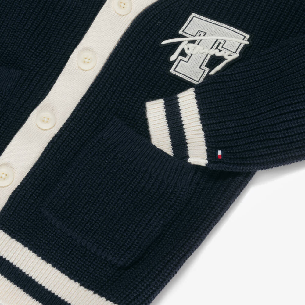 Tommy Hilfiger-كارديغان قطن محبوك لون كحلي للأولاد | Childrensalon