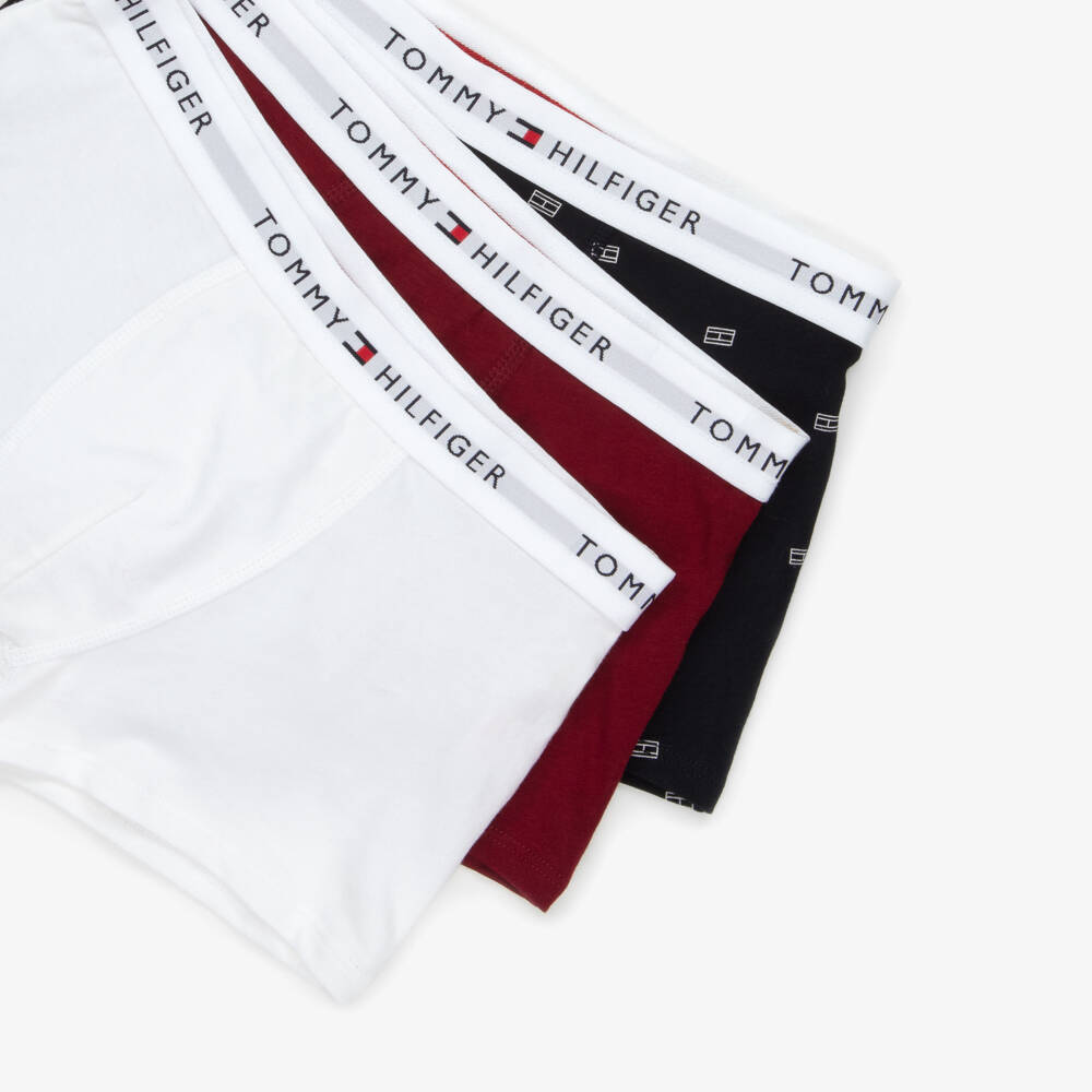 Tommy Hilfiger-Boys Navy Blue, White & Red Cotton Boxer Shorts (3 Pack) | Childrensalon
