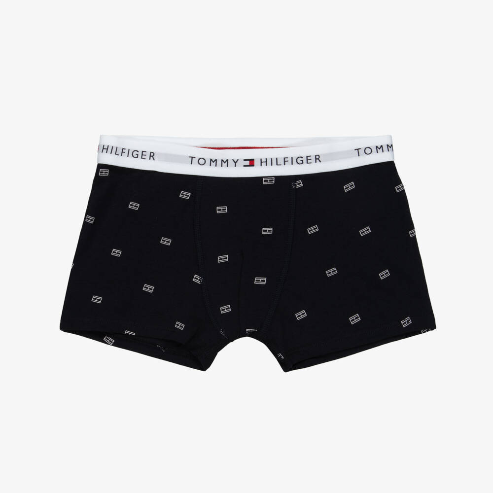 Tommy Hilfiger-Boys Navy Blue, White & Red Cotton Boxer Shorts (3 Pack) | Childrensalon