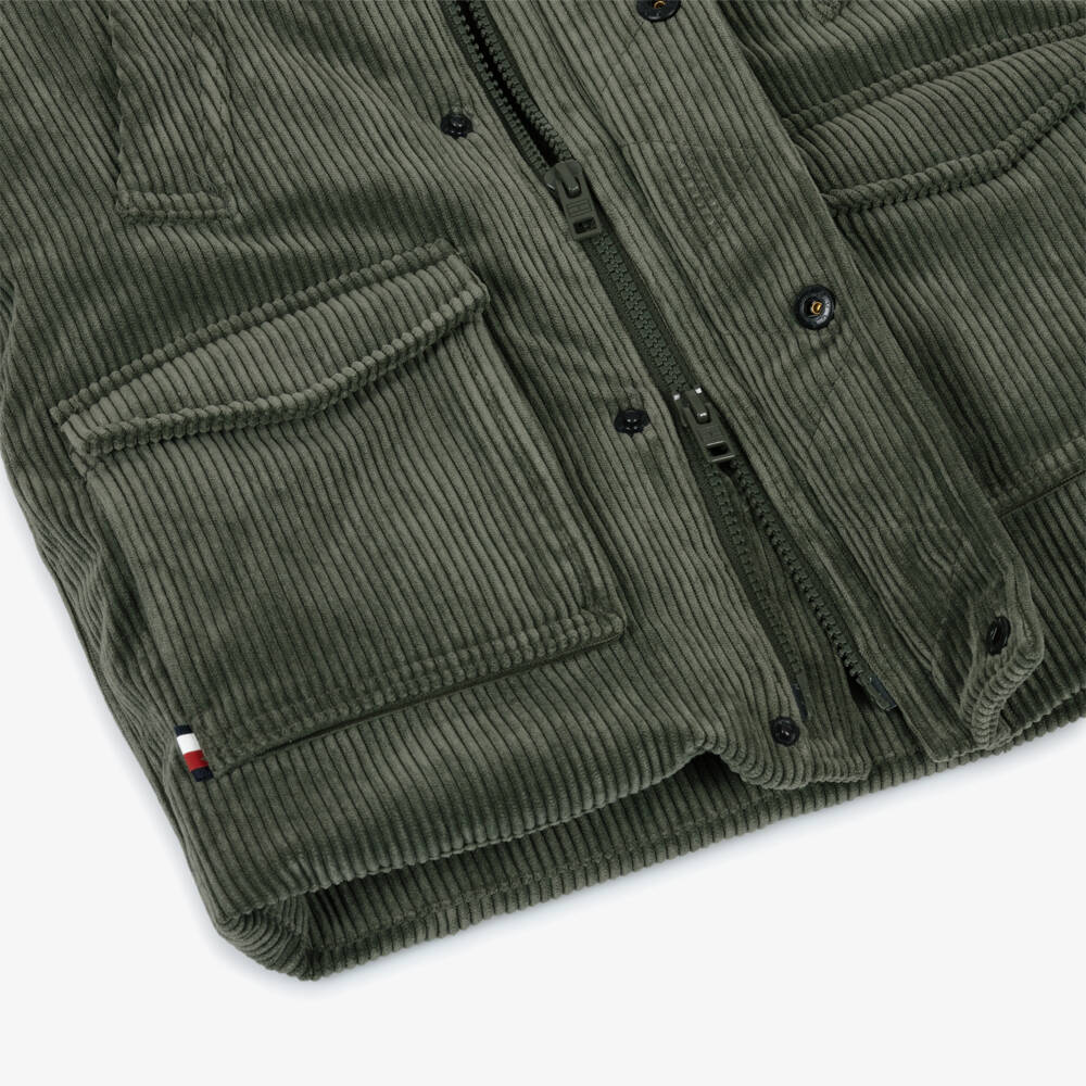 Tommy Hilfiger-Парка вельветовая оливково-зеленая для мальчиков | Childrensalon