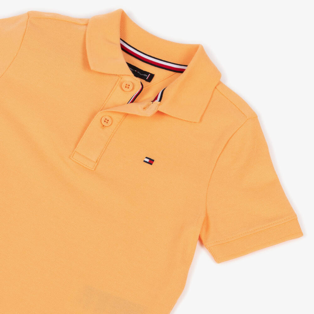 Tommy Hilfiger-قميص بولو قطن لون برتقالي للأولاد | Childrensalon