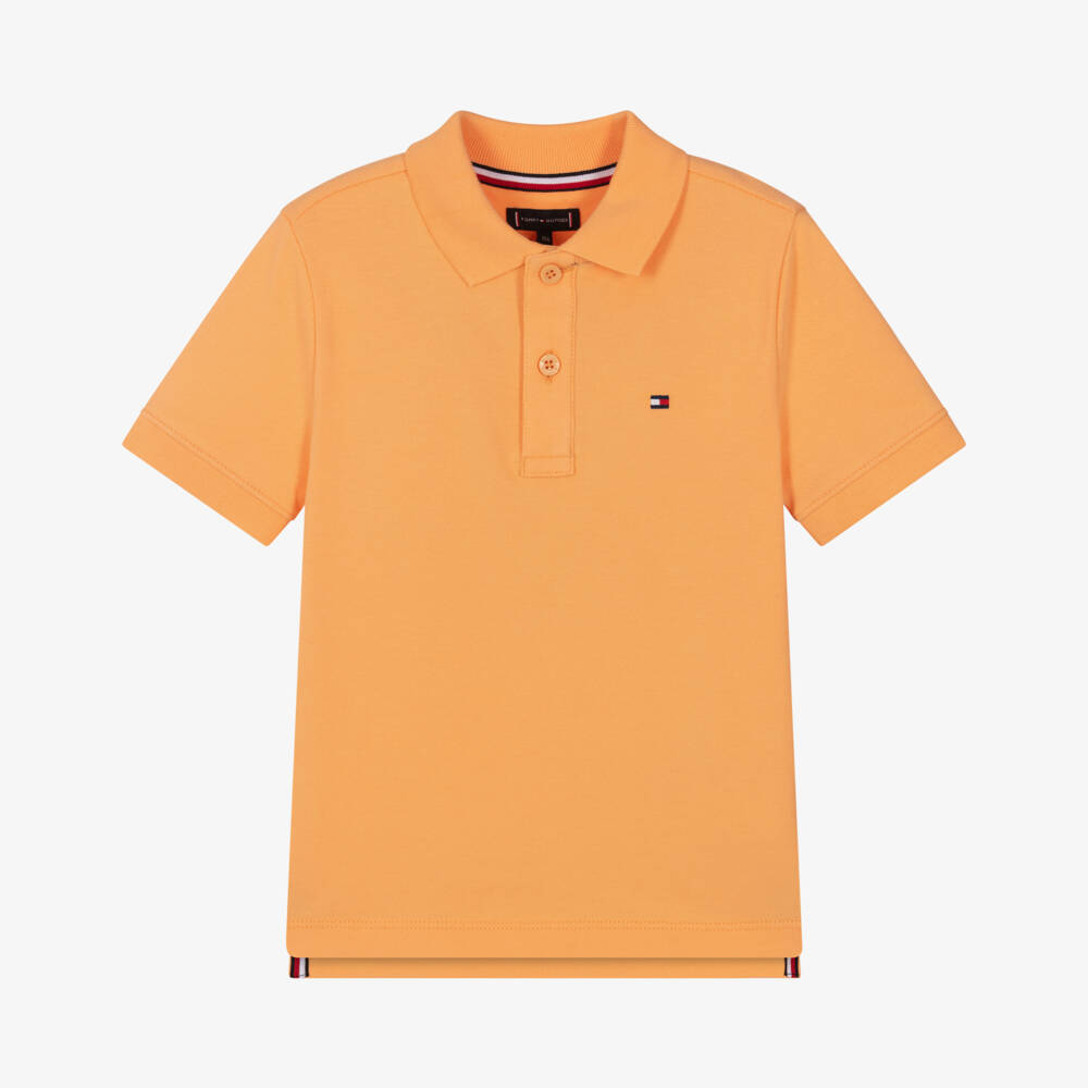 Tommy Hilfiger-Boys Orange Cotton Piqué Polo Shirt | Childrensalon