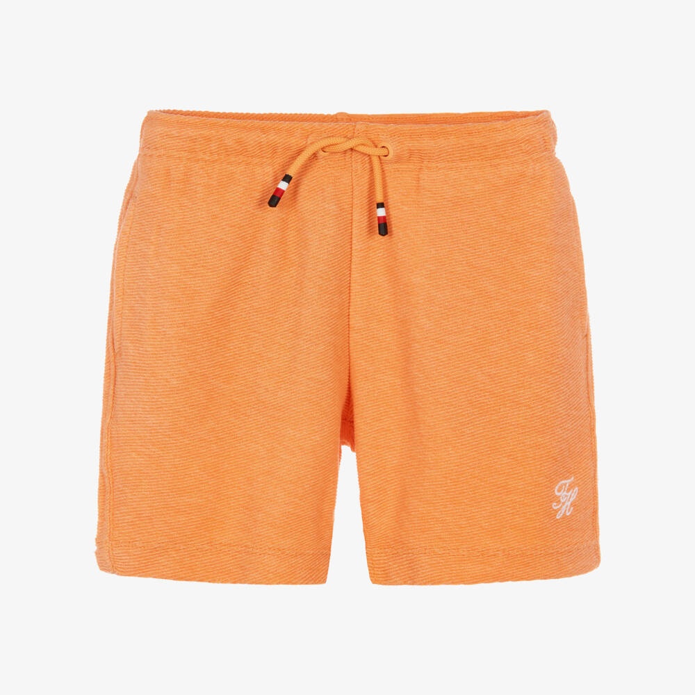 Tommy Hilfiger-Boys Orange Ribbed Jersey Shorts | Childrensalon