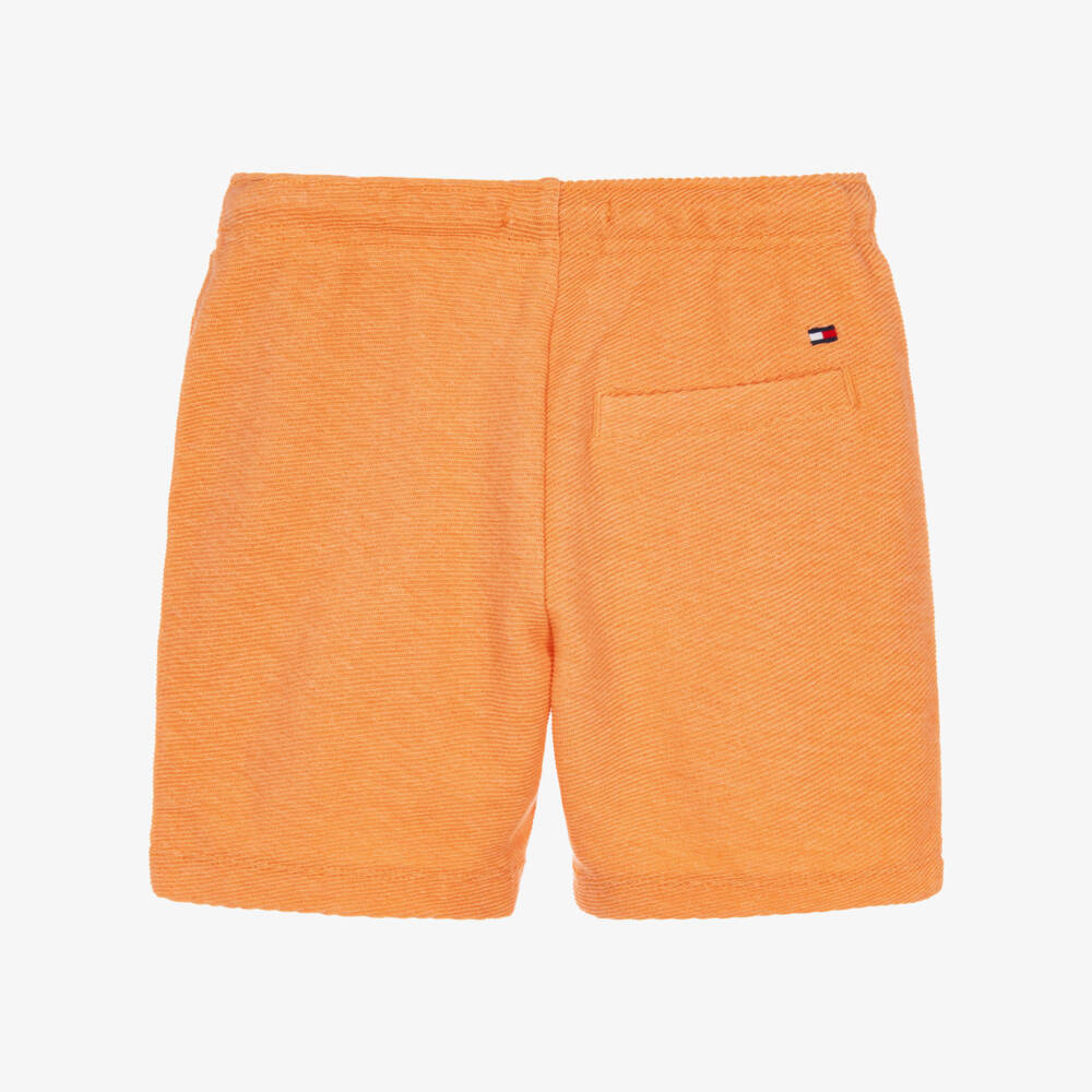 Tommy Hilfiger-Boys Orange Ribbed Jersey Shorts | Childrensalon