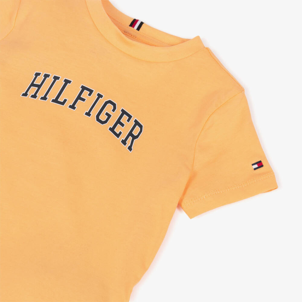 Tommy Hilfiger-Boys Orange Varsity Logo Cotton T-Shirt | Childrensalon
