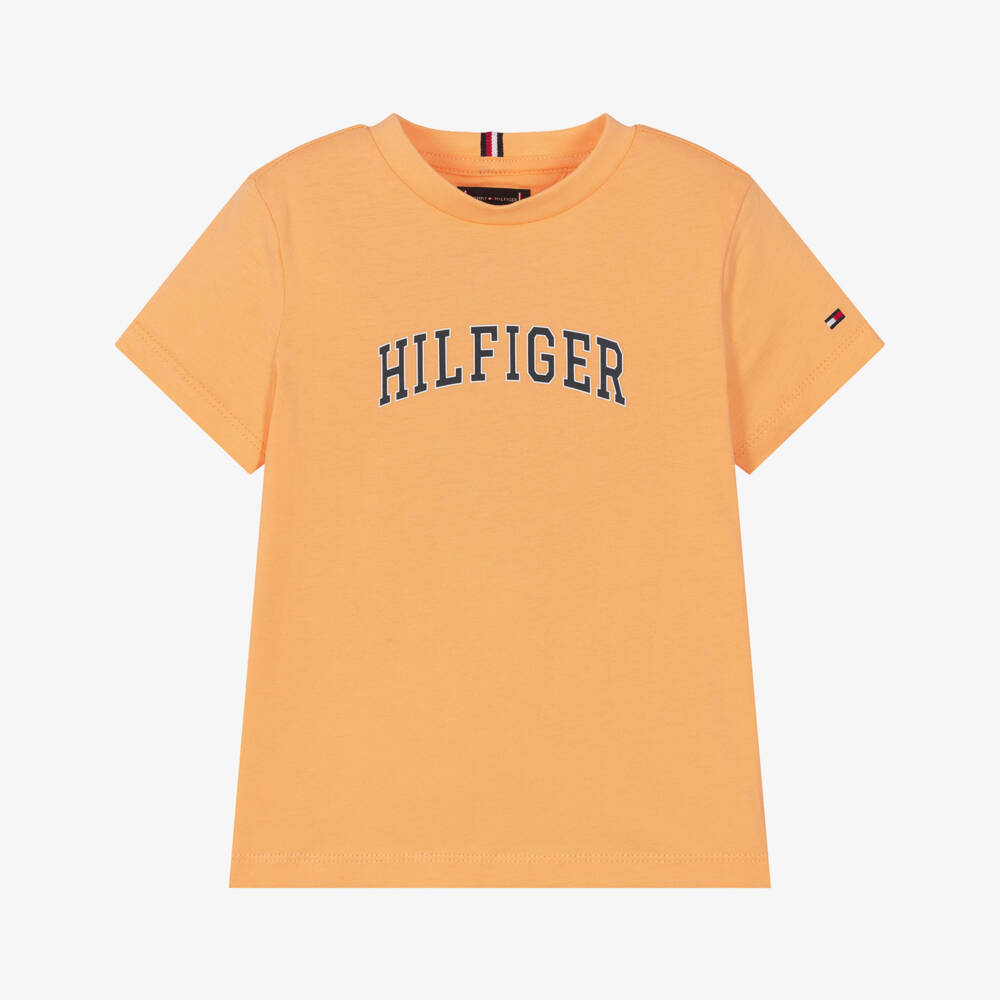 Tommy Hilfiger-Boys Orange Varsity Logo Cotton T-Shirt | Childrensalon