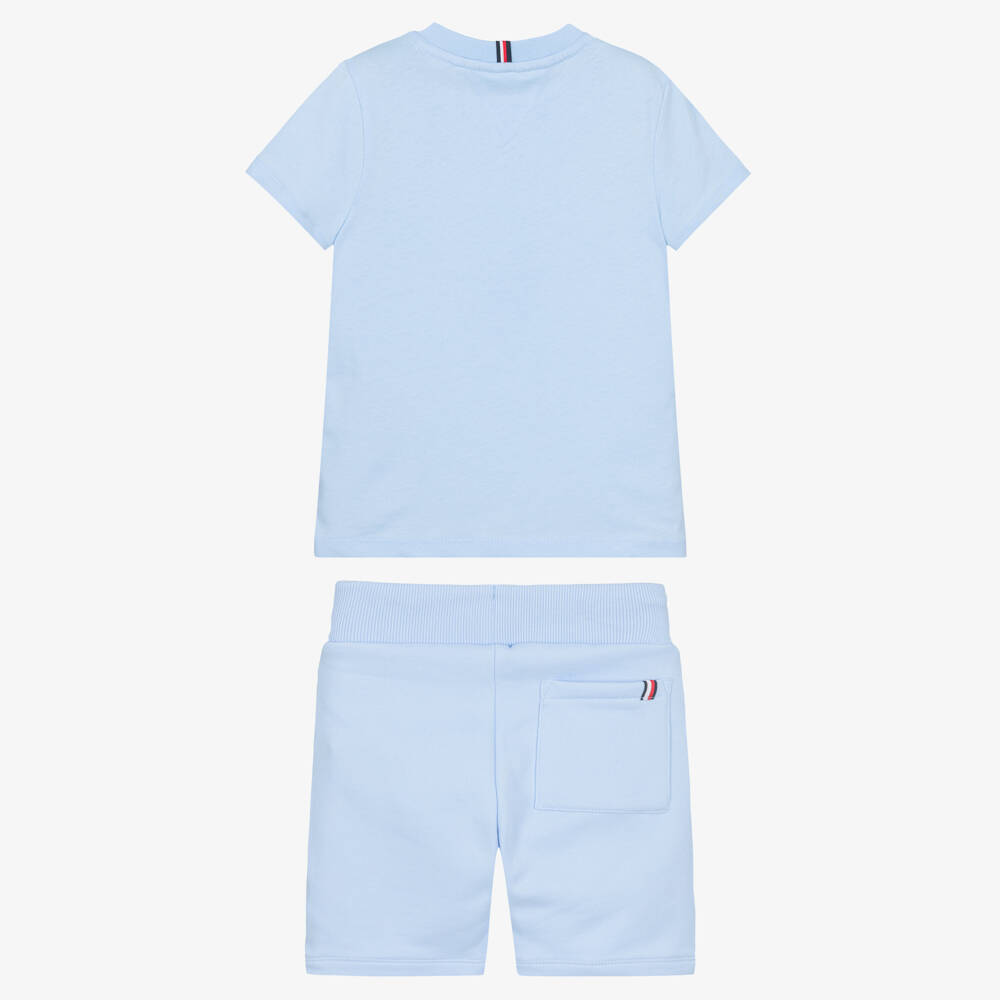Tommy Hilfiger-Boys Pale Blue Cotton Jersey Shorts Set | Childrensalon