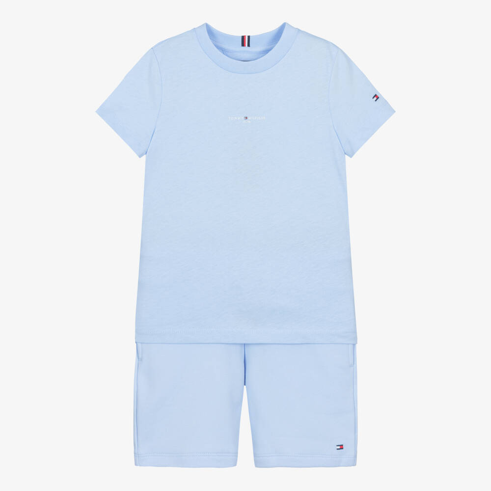 Tommy Hilfiger-Boys Pale Blue Cotton Jersey Shorts Set | Childrensalon