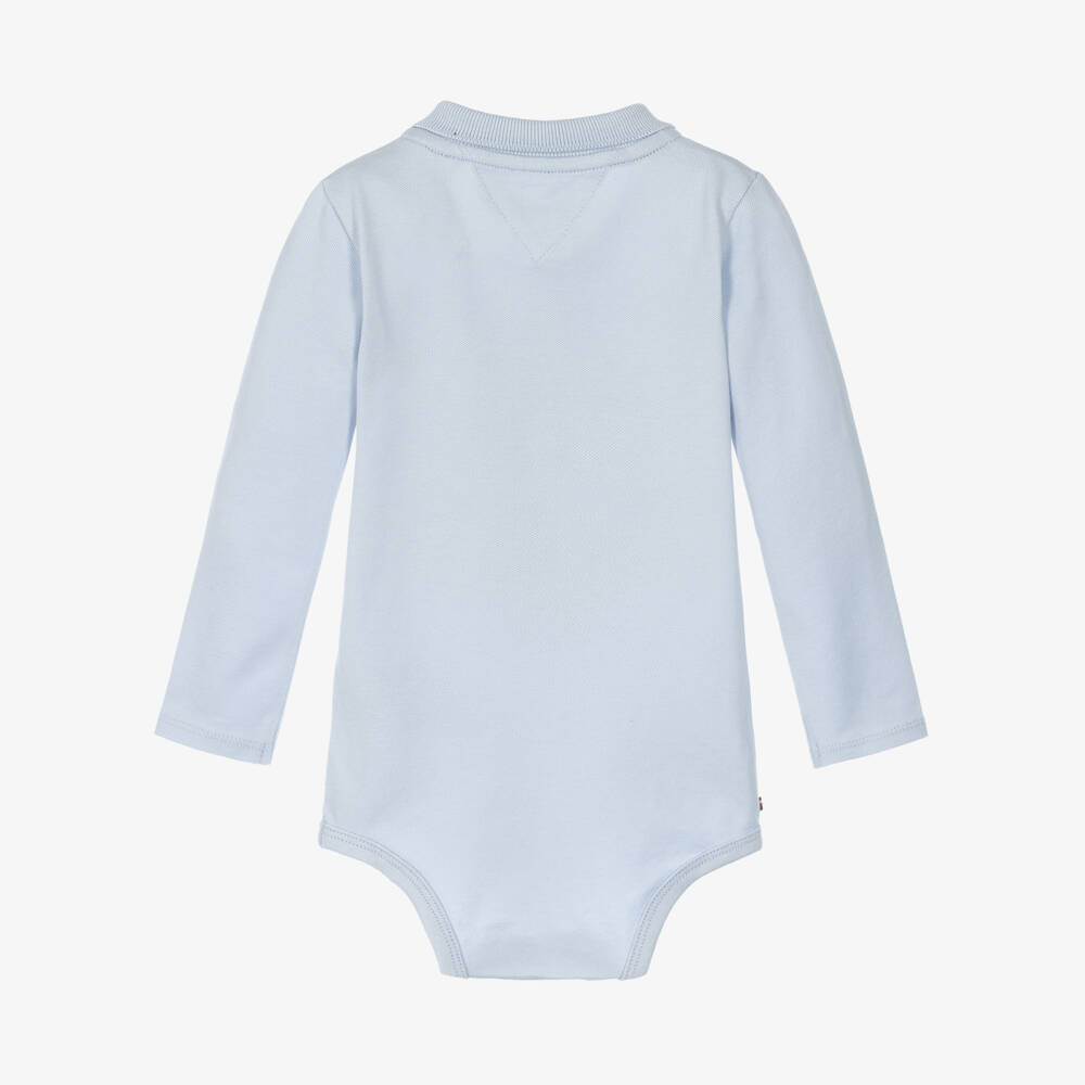 Tommy Hilfiger-Boys Pale Blue Cotton Piqué Bodysuit | Childrensalon