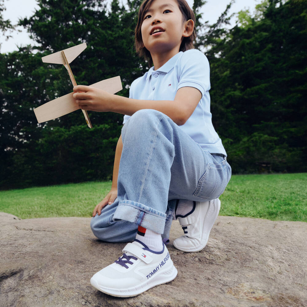 Tommy Hilfiger-Boys Pale Blue Cotton Polo Shirt | Childrensalon