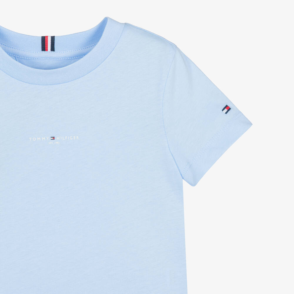 Tommy Hilfiger-Boys Pale Blue Cotton Shorts Set | Childrensalon