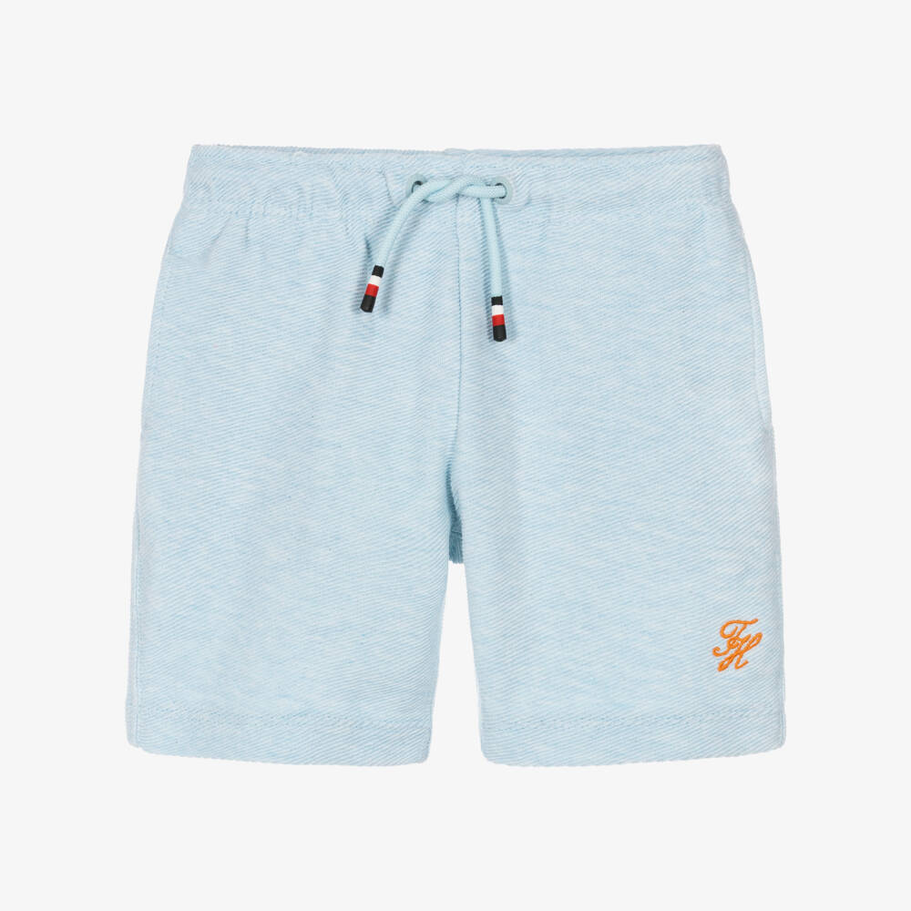 Tommy Hilfiger-Boys Pale Blue Ribbed Jersey Shorts | Childrensalon