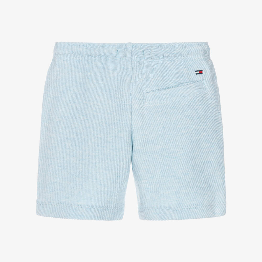 Tommy Hilfiger-Boys Pale Blue Ribbed Jersey Shorts | Childrensalon