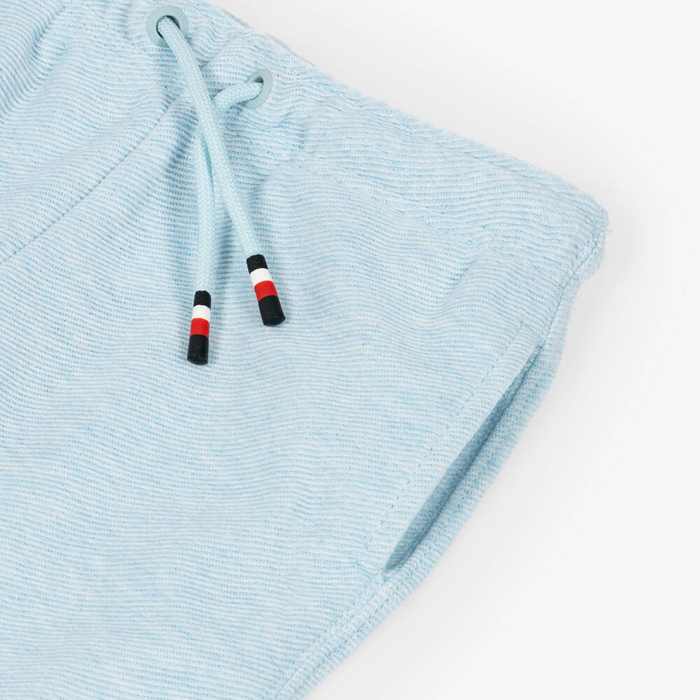 Tommy Hilfiger-Boys Pale Blue Ribbed Jersey Shorts | Childrensalon