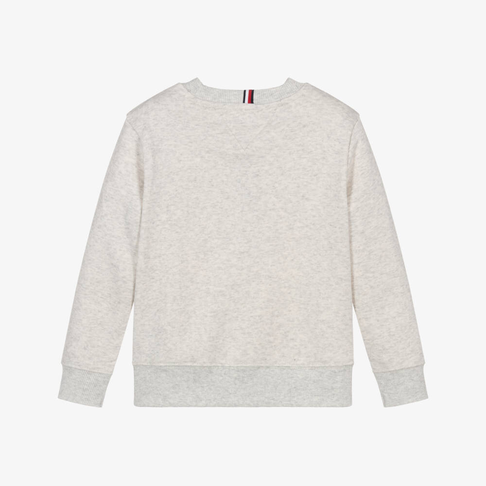 Tommy Hilfiger-سويتشيرت بشعار العلم قطن لون رمادي مارل للأولاد | Childrensalon