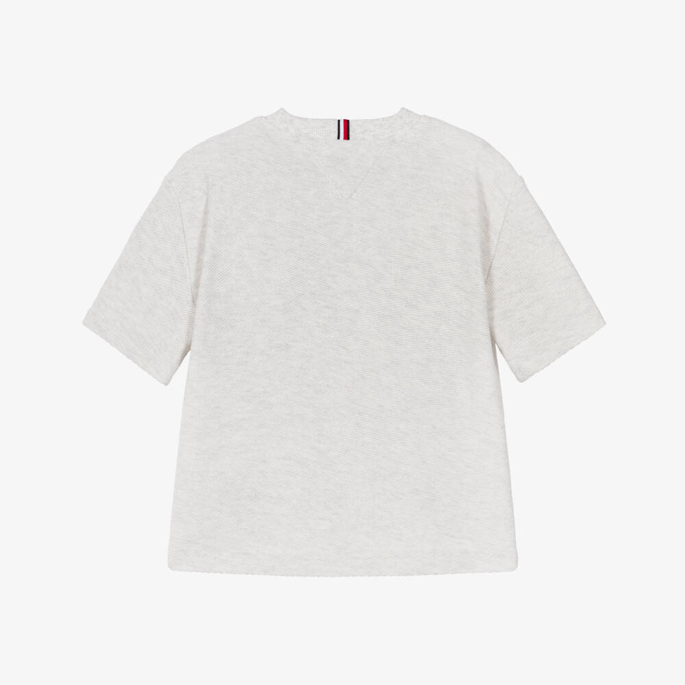 Tommy Hilfiger-Boys Pale Grey Marl Cotton T-Shirt | Childrensalon