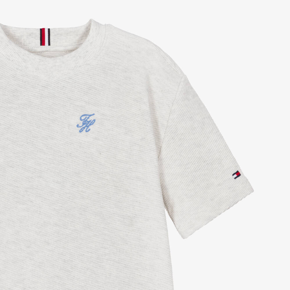 Tommy Hilfiger-Boys Pale Grey Marl Cotton T-Shirt | Childrensalon